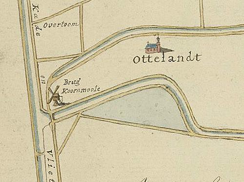 1, Molen 16213 Corenmolen (Ottoland), kaartfragment, datum onbekend, zie externe link | Database Nederlandse molens