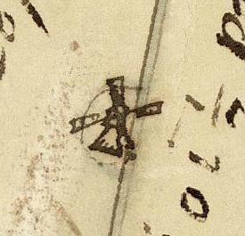 Molen 16316 (spinnekop) (Broek/ De Broek), Detail kaart van ca. 1700 | Database Nederlandse molens