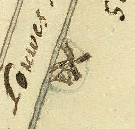 Molen 16318 (spinnekop) (Broek/ De Broek), Detail kaart van ca. 1700 | Database Nederlandse molens