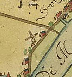1, Molen 16329 (standerdmolen) (Zwijndrecht), Detail van onderstaande kaart | Database Nederlandse molens
