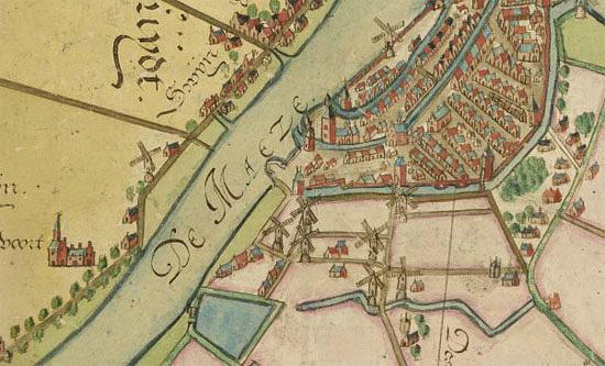 2, Molen 16329 (standerdmolen) (Zwijndrecht), Kaart uit 1620, door Jacob Jan Symonsz. | Database Nederlandse molens