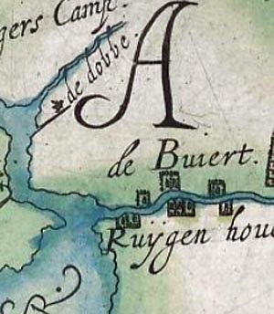 Molen 16587 Aderpolder (Rijpwetering), Kaartfragment 1615 van Fl. Balthasar | Database Nederlandse molens