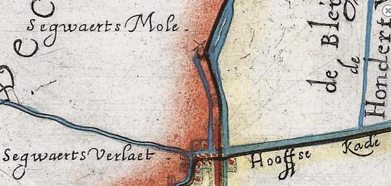 1, Molen 16767 Binnenwegsepolder, Segwaertsche Molen (2e) (Zoetermeer), fragment kaart 1615 Fl. Balthasar | Database Nederlandse molens