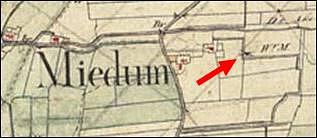1, Molen 17687 Molen van Tiete Solkes Tromp (Miedum), Detail top. veldminuut 1854 | Database Nederlandse molens