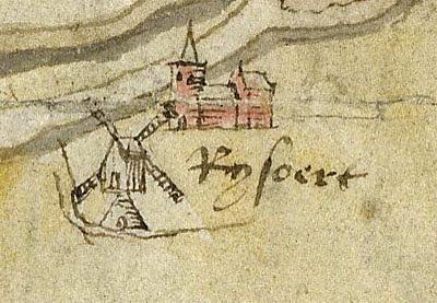 1, Molen 17776 Polder Rijsoord en Strevelshoek (1e) (Rijsoord), Kaartfragment 16e eeuw, zie externe link&nbsp;GA HET NA | Database Nederlandse molens