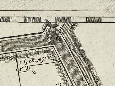 1, Molen 17359 (korenmolen) (Zuidland), fragment kaart 1641, zie externe verwijzing voor de complete kaart | Database Nederlandse molens