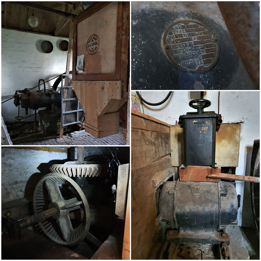 1, Motor 241, Dekkers motorenfabriek, Pieter Zuijkerbuijk (14-12-2019)De elektromotor die via twee riemen en de oude dieselmotor de maalstoelen kan aandrijven.
EMF Dordt - Nr. 202G72 - Type: P3KDF 200/4 - PK/KW: 20 / 15 - 380/660 Volt - 30/17 AmpBouwjaar: onbekend - Geplaatst: 1943 - Volledig bedrijfsvaardig. | Database Nederlandse molens