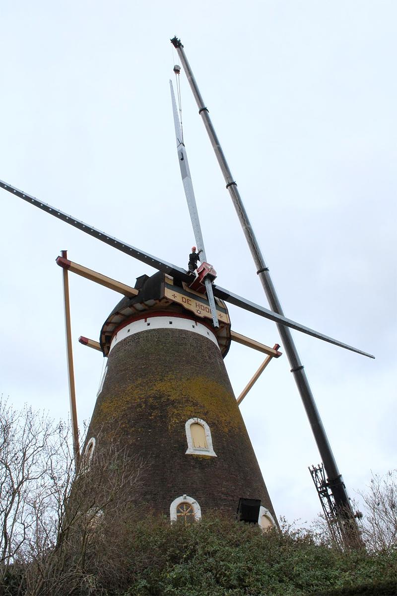 1, Roede 465, Vaags, Tony Hop (17-1-2020)Het steken van de buitenroe. | Database Nederlandse molens