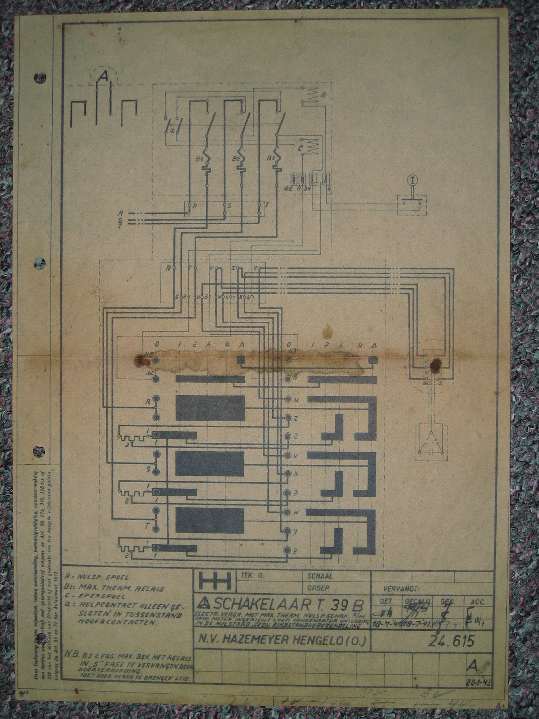 6, Motor 317811, E.M.F. Dordt, Jan de Witte (30-05-2006)Schakelschema van de aanzetweerstand. | Database Nederlandse molens