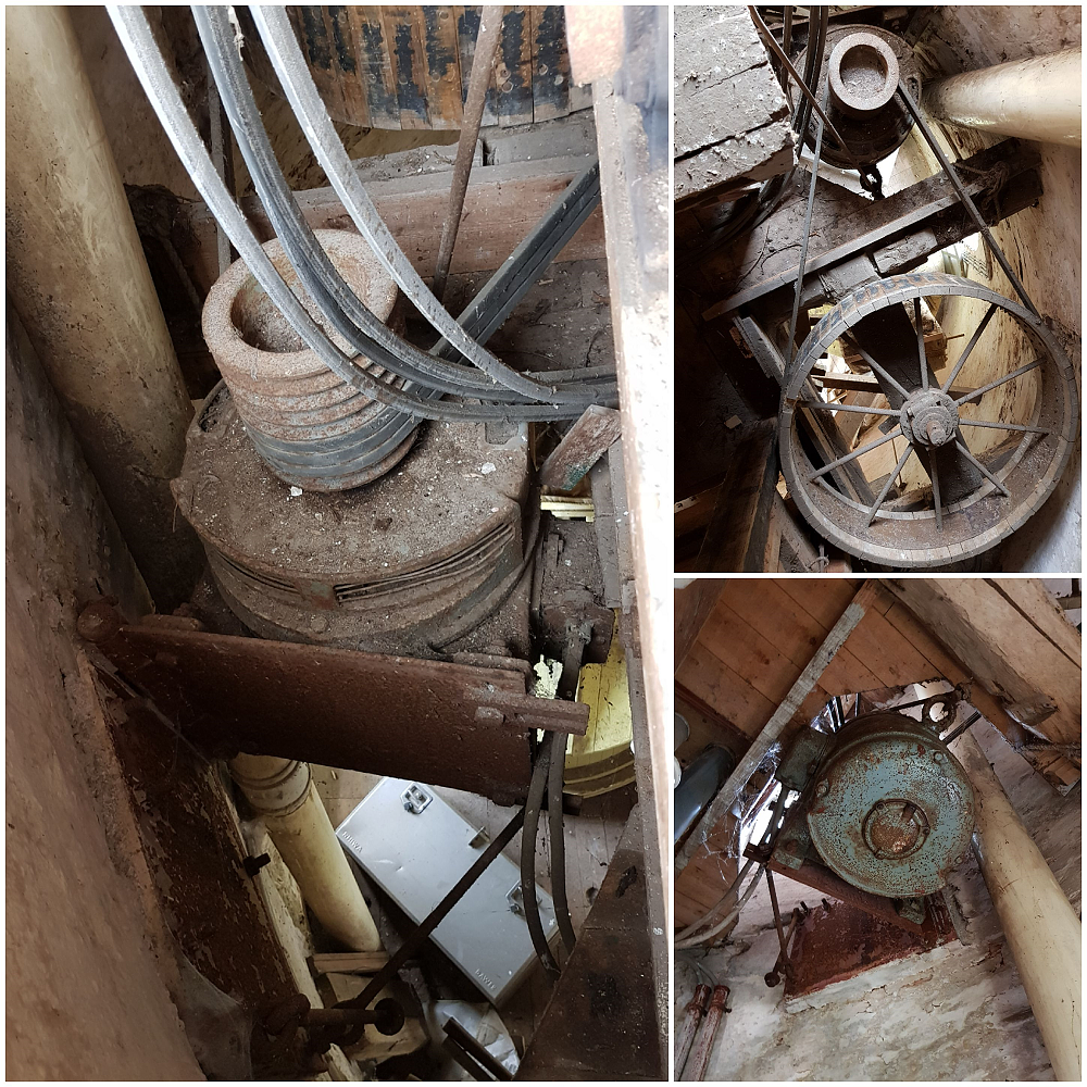 7, Motor ?, Sachsenwerk, Pieter Zuijkerbuijk (09-06-2019)Bovenaanzicht van de aandrijving, aan de onderkant is de 17der (gele maalstoel) nog net zichtbaar. | Database Nederlandse molens